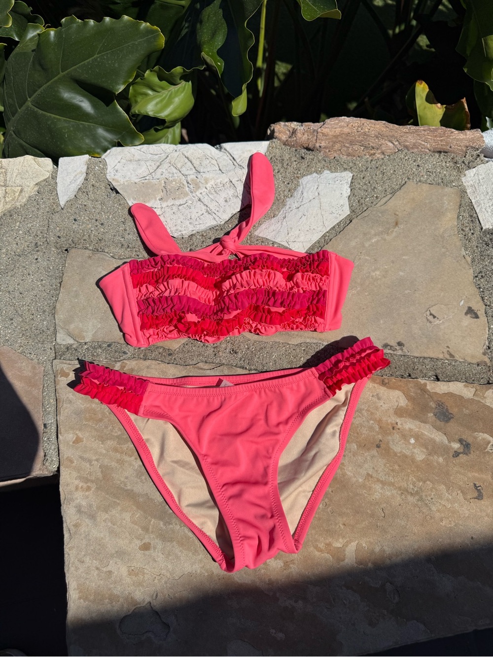 Victoria's Secret Coral Pink Ruffle Bikini Set XS